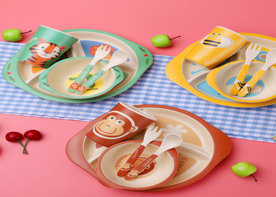 ราคาดี Animal Design Kids Gift Bamboo ชุดโต๊ะอาหารเมลามีน 5 ชิ้น ออนไลน์