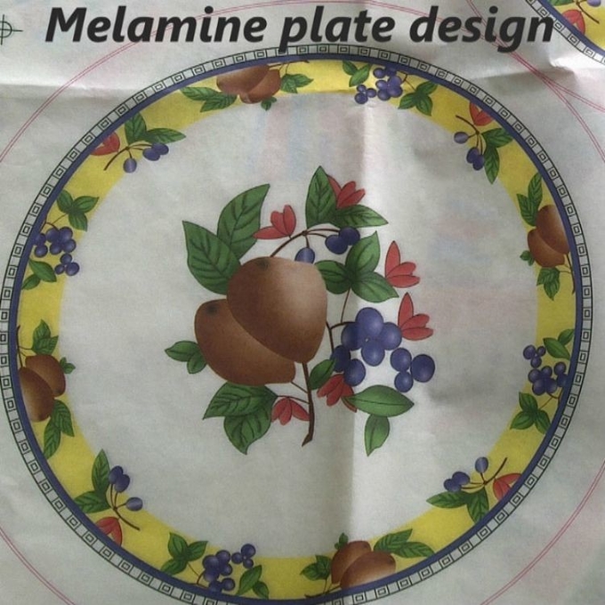 กระดาษรูปลอกบนโต๊ะอาหารเมลามีนสีขาวสไตล์ที่กำหนดเอง 3
